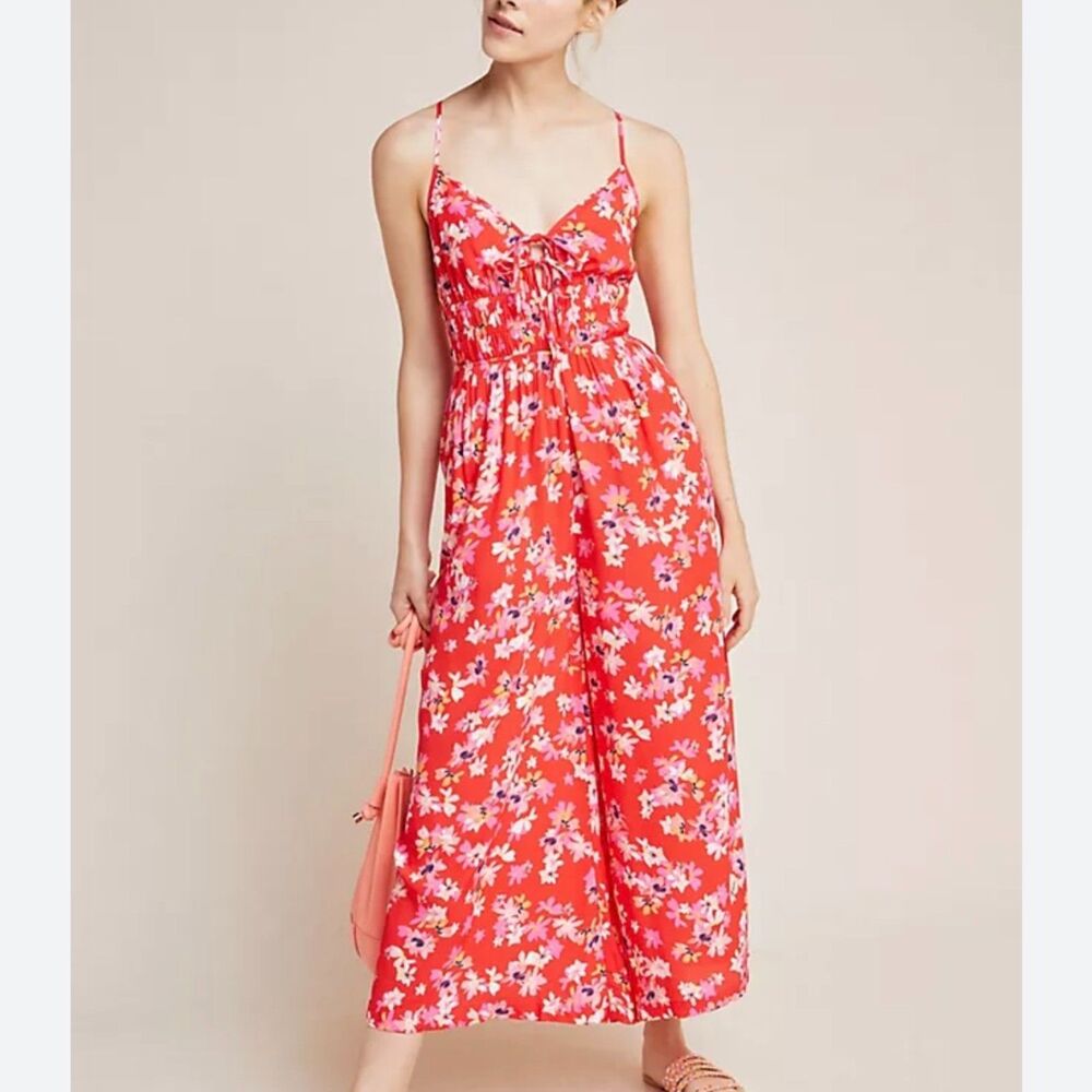 Anthropologie Yumi Kim Funday Floral Jumpsuit in Red Women's Small